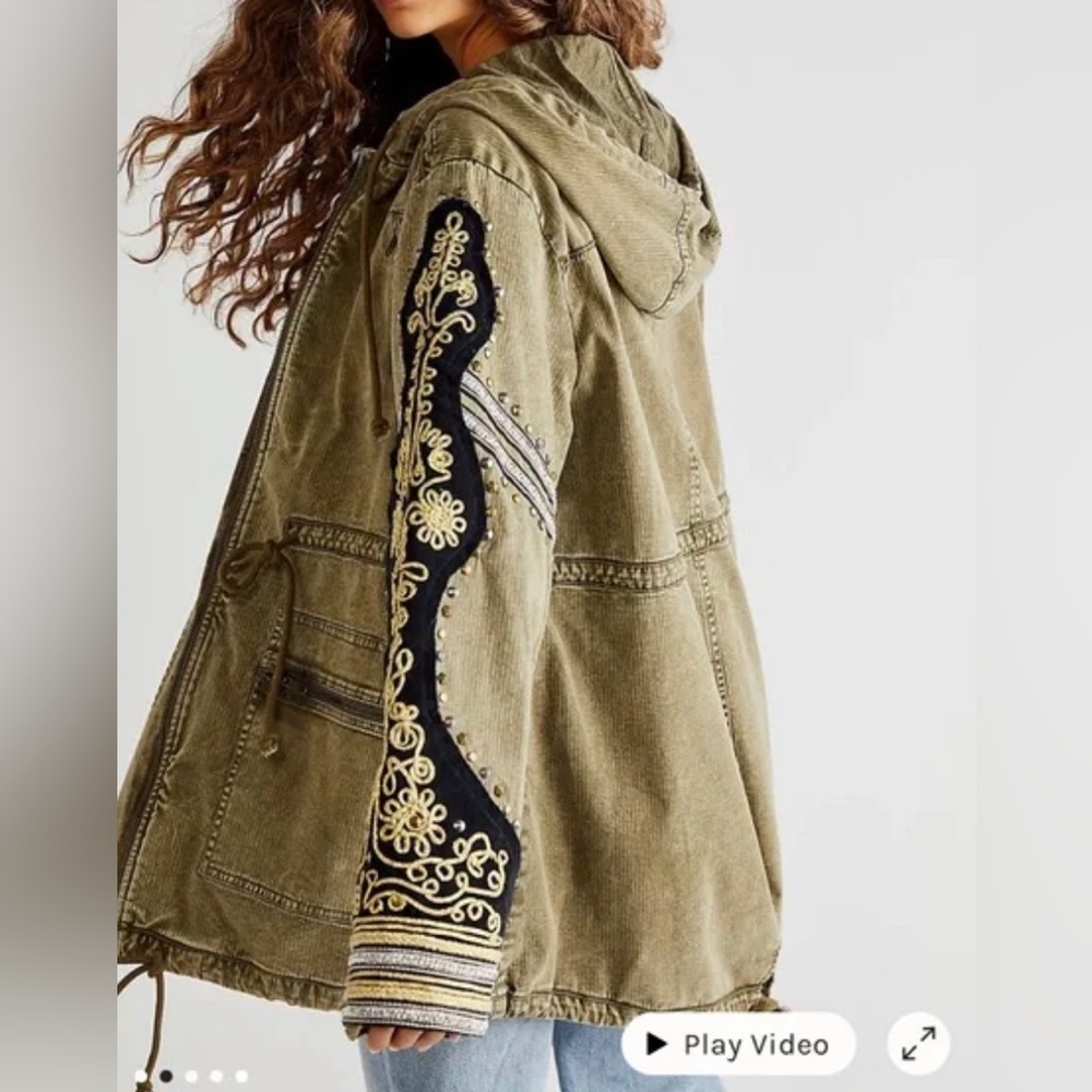 Free People Golden Quills Military Jacket